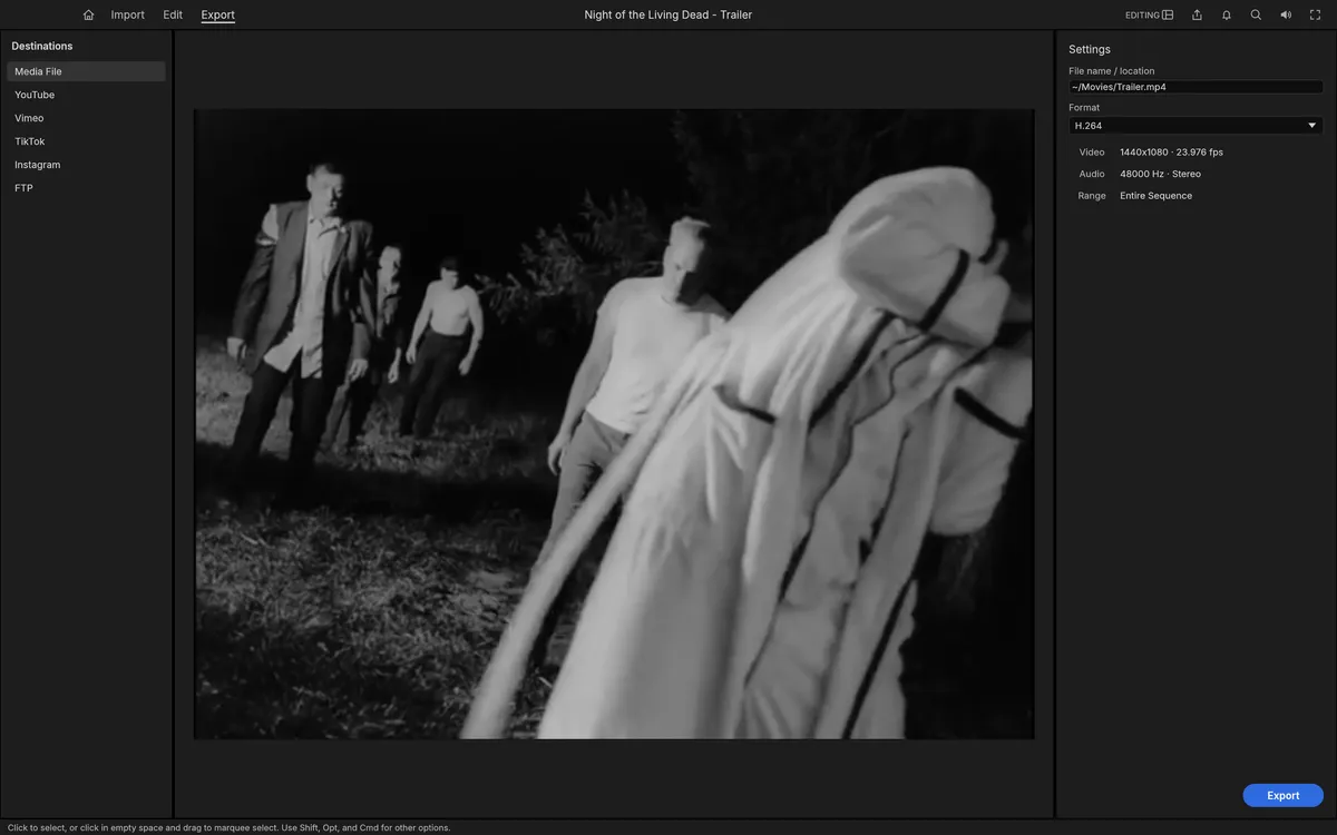 Export with its own encoders in FilmCraft