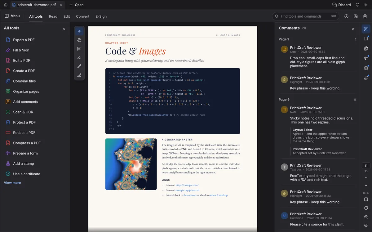Light and dark themes in PdfCraft