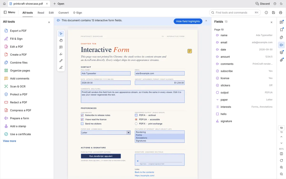 Forms and comments in PdfCraft