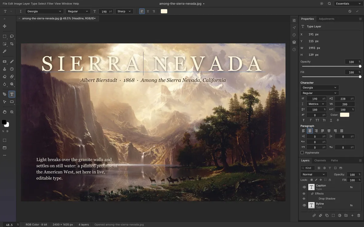 Editable type in PhotoCraft