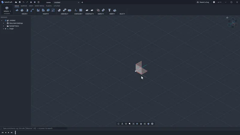 A parametric timeline in SolidCraft