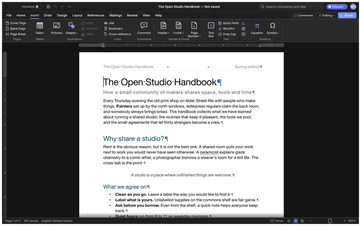 Insert anything, even in dark mode in WordCraft