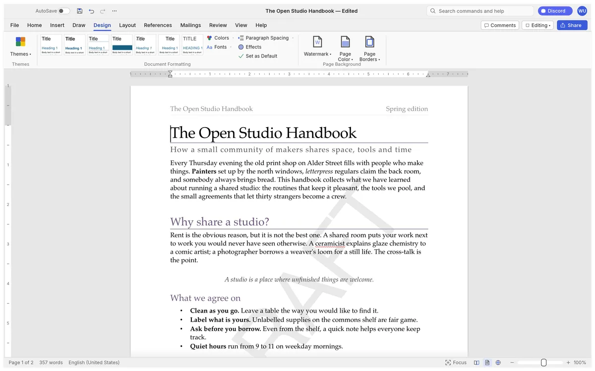 Design in WordCraft